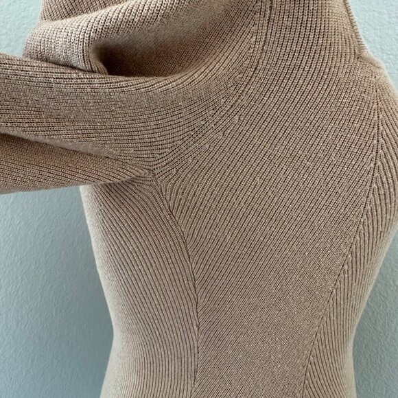 Aritzia Wilfred Sweetheart Sculpt Knit Blouse Long Sleeve Viscose Blend Brown Sz - Picture 4 of 10